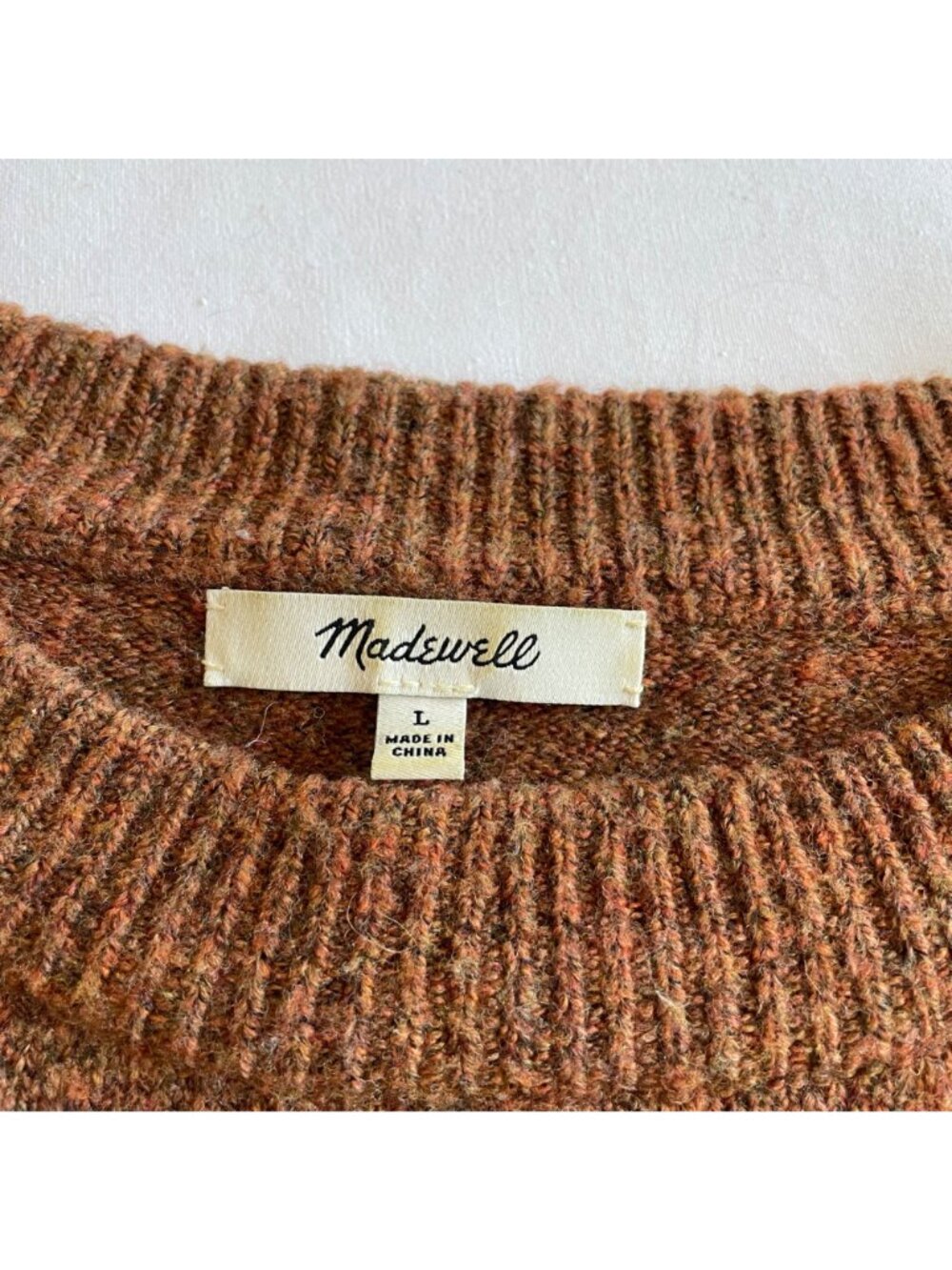 Madewell Brown Pom-Pom Textured Knit Sweater Large Acrylic Merino Wool Blend - Picture 5 of 10